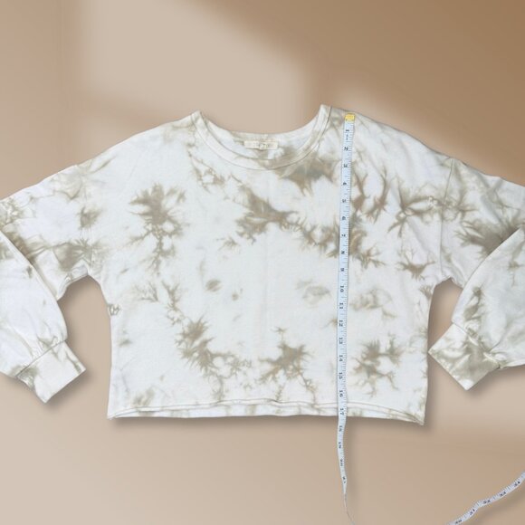 🤎 Z Supply Kids Beige/Cream Tie Dye Cropped Sweatshirt Long Sleeve | Size 12-14 - Picture 4 of 7